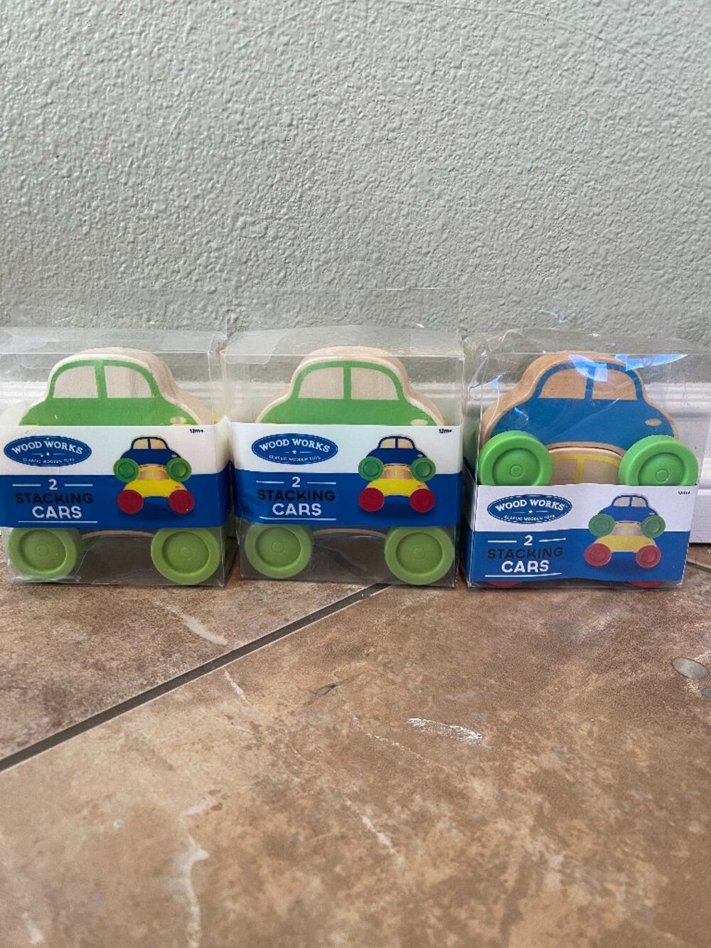 Wood Works Stacking Cars 3 Sets NOS Deadstock Wooden Toys